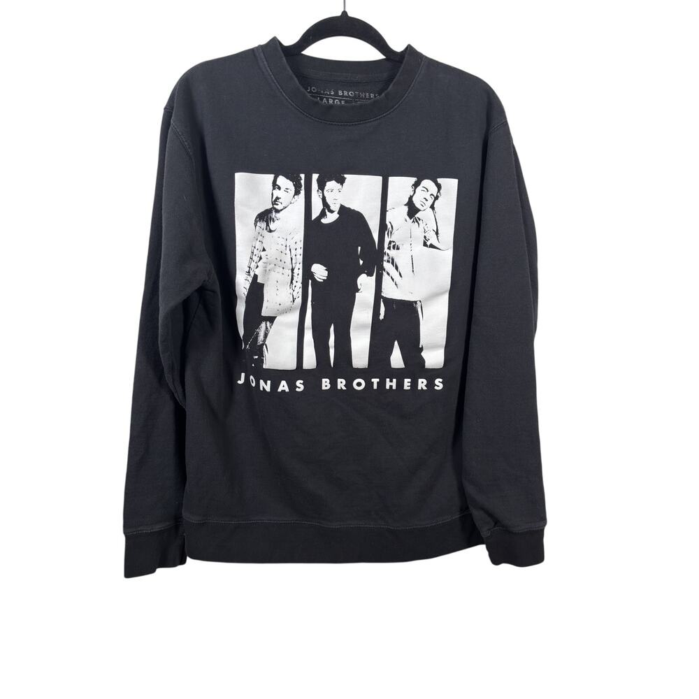 Jonas Brothers Crewneck Sweatshirt Unisex  Large Black Band Graphic Concert Tour